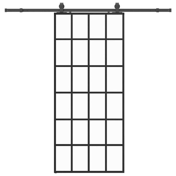 vidaXL skyded&oslash;r med hardwares&aelig;t 90x205 cm ESG glas sort