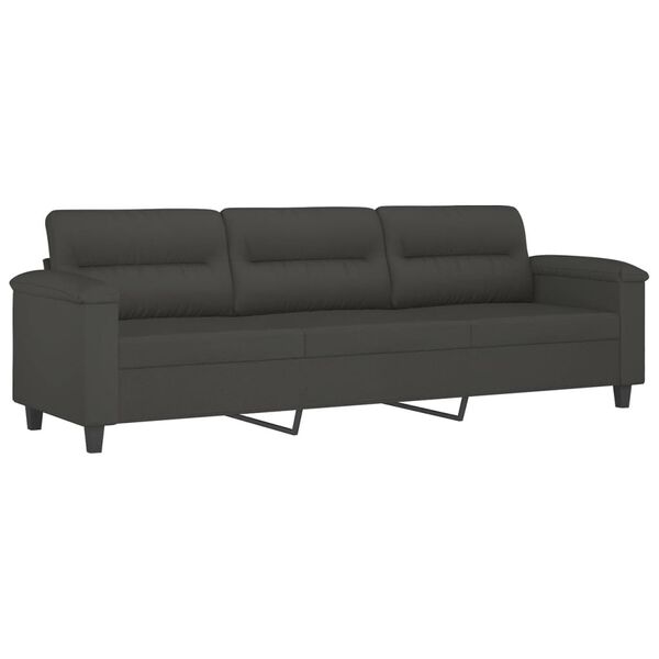 vidaXL 3-personers sofa m. puder hynder 210 cm mikrofiberstof m&oslash;rkegr&aring;