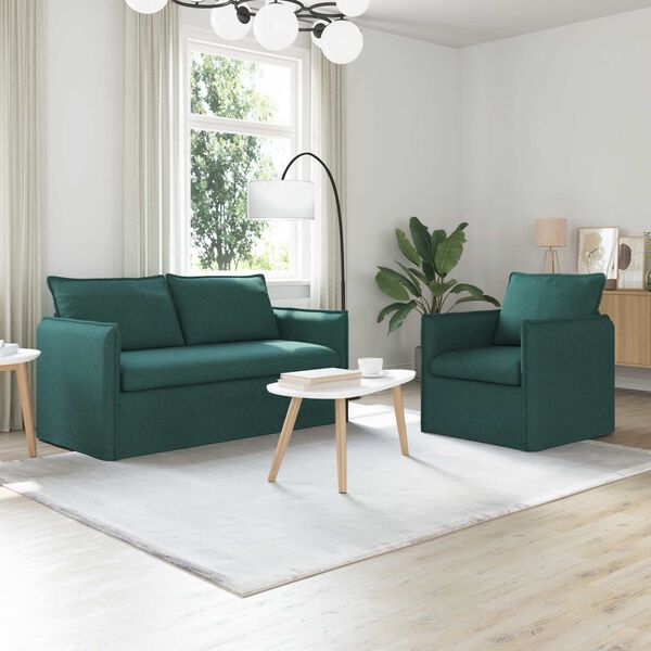 vidaXL Sofa 140cm 2 pcs M&oslash;rkegr&oslash;n Metal