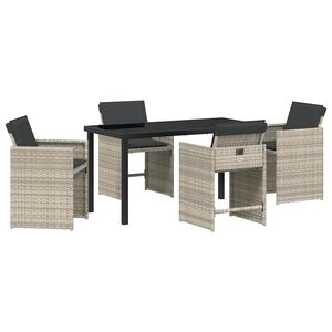 vidaXL Have Spisebordss&aelig;t 5 stk. Lysegr&aring; polyrattan