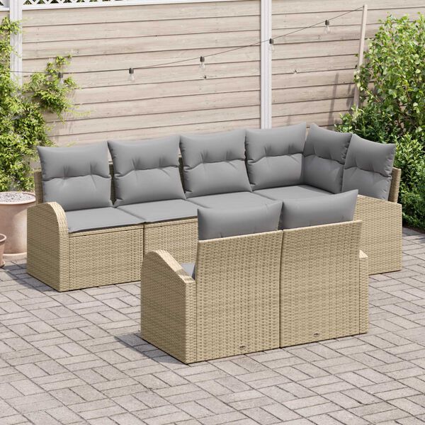 vidaXL Havesofa S&aelig;t Beige polyrattan