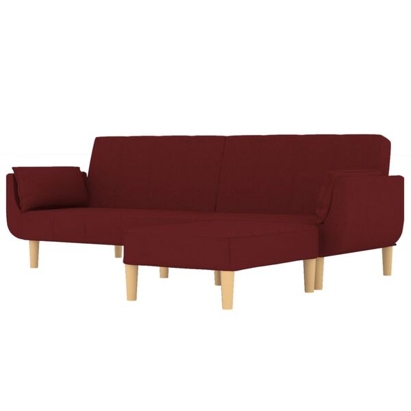 vidaXL 2-personers sovesofa med skammel og 2 puder stof vinr&oslash;d