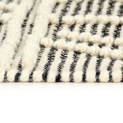 vidaXL gulvtæppe 120 x 170 håndvævet uld sort/hvid