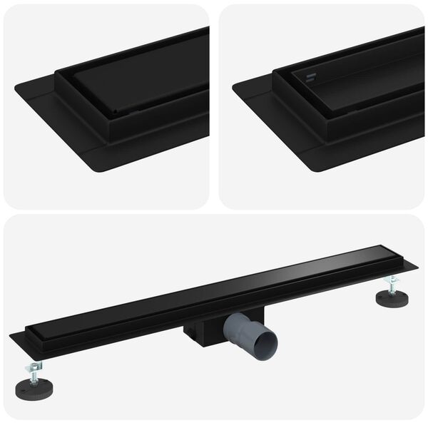 vidaXL 2 i 1 bruserafl&oslash;b Sort 80 cm Rustfrit St&aring;l 304