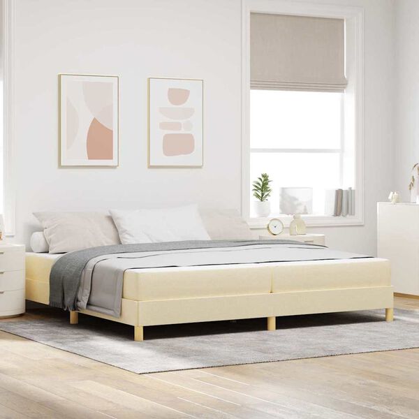 vidaXL Box spring seng med madras Creme 200 x 200 cm Stof