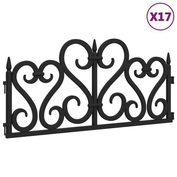 vidaXL gr&aelig;skanter 17 stk. 10 m PP sort