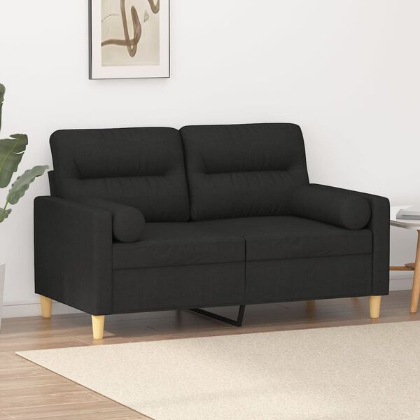 vidaXL 2-personers sofa med puder og hynder 120 cm stof sort