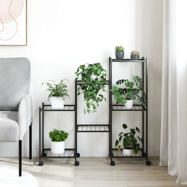 vidaXL blomsterstativ med hjul 83x25x83,5 cm jern sort