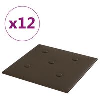 vidaXL vægpaneler 12 stk. 30x30 cm 1,08 m² kunstlæder brun