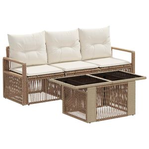 vidaXL Havesofa S&aelig;t 4 stk. Beige og cremehvid polyrattan