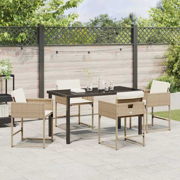 vidaXL Have Spisebordss&aelig;t 5 pcs Beige polyrattan