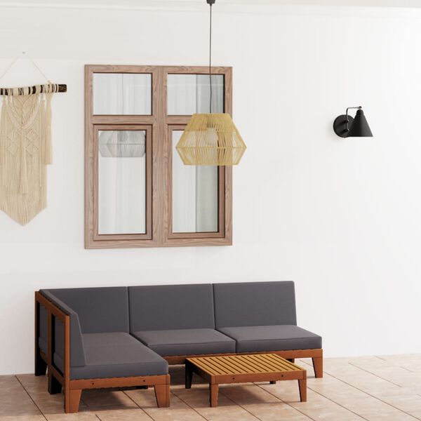 vidaXL lounges&aelig;t til haven 5 dele med hynder massivt akacietr&aelig;