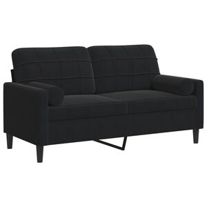 vidaXL 2-personers sofa med pyntepuder 140 cm velour sort