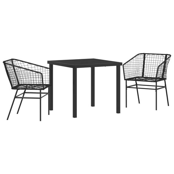 vidaXL Have Spisebordss&aelig;t 3 pcs Sort polyrattan