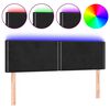 vidaXL sengegavl med LED-lys 144x5x78/88 cm fl&oslash;jl sort