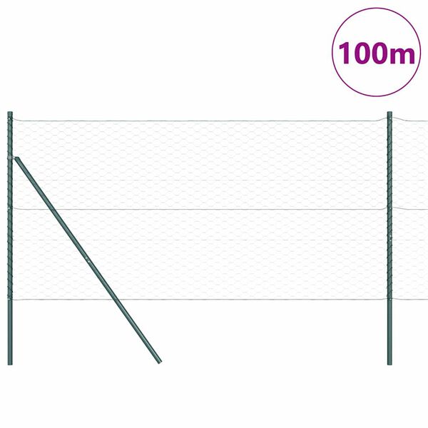 vidaXL Hegnspæl Grøn 100 x 1,4 m (50 mm net) Stål og PVC