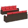 vidaXL Sofa S&aelig;t med pude med opbevaring 9 pcs Beige og R&oslash;d polyrattan