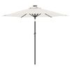 vidaXL parasol med LED-lys og st&aring;lstang 225x225x212 cm hvid