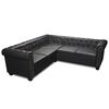 vidaXL Chesterfield 5-personers hj&oslash;rnesofa kunstl&aelig;der sort