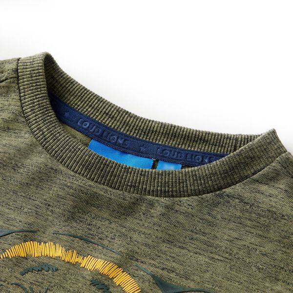 Lang&aelig;rmet T-shirt til b&oslash;rn str. 92 kakimeleret