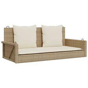 vidaXL gyngeb&aelig;nk med hynder 119x56x48 cm polyrattan beige