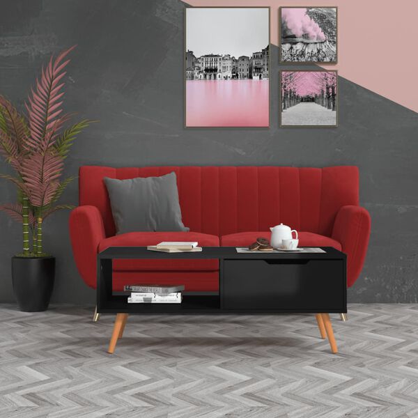 vidaXL sofabord 100x49,5x43 cm konstrueret træ sort højglans