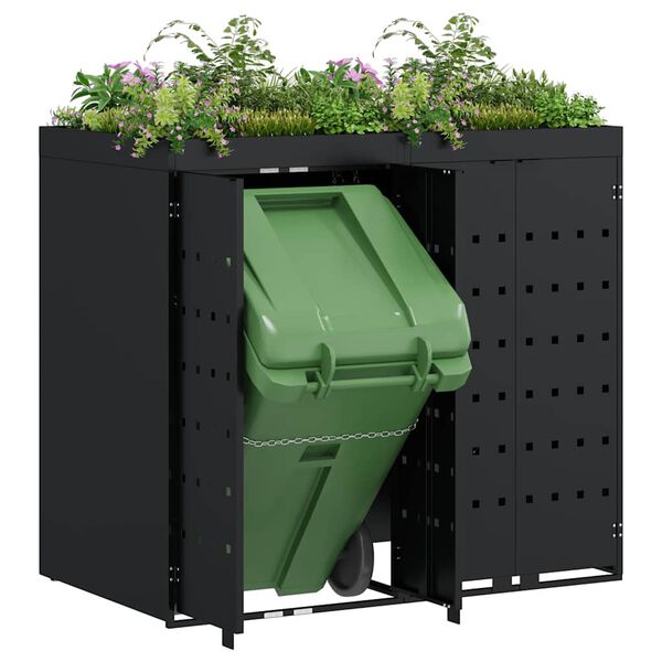 vidaXL Wheelie Bin Opbevaring til 2 Affaldscontainere Sort
