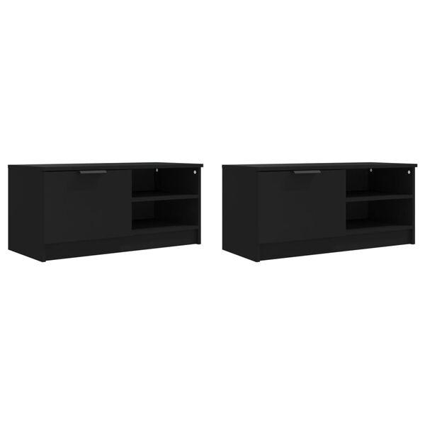 vidaXL tv-borde 2 stk. 80x35x36,5 cm konstrueret tr&aelig; sort