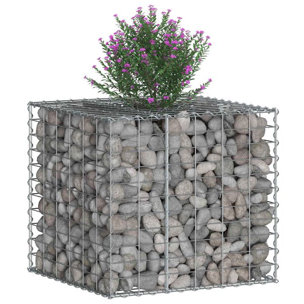 vidaXL Gabion h&oslash;jbed S&oslash;lv 60 x 60 x 55 cm Galvaniseret st&aring;l