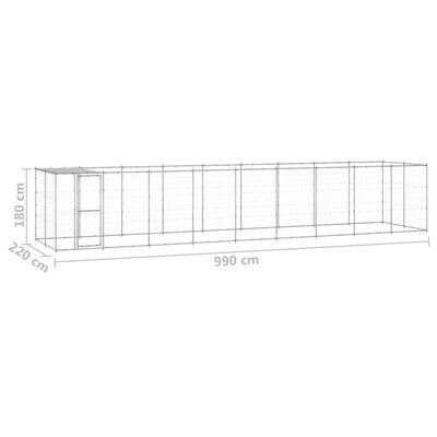 vidaXL udendørs hundebur med tag 21,78 m² galvaniseret stål