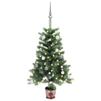 vidaXL kunstigt juletræ med lys og kuglesæt 65 cm grøn