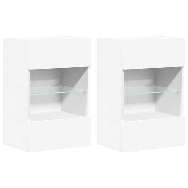 vidaXL v&aelig;gh&aelig;ngte skabe til TV 2 stk. med LED-lys 40x30x60,5 cm hvid