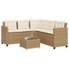 vidaXL havesofa med bord og hynder L-formet polyrattan beige