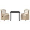 vidaXL Have Spisebordss&aelig;t 3 pcs Beige og lys gr&aring; polyrattan