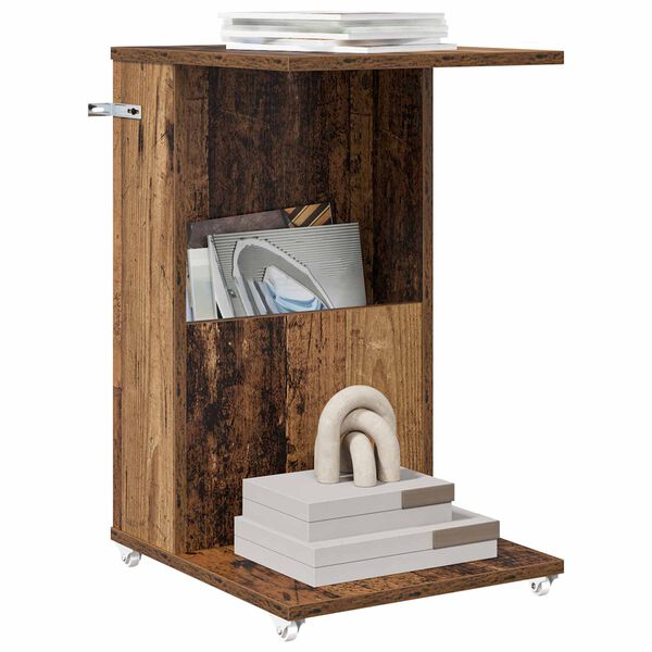 vidaXL Sidebord med hjul Gammelt tr&aelig; 40 x 35 x 60 cm Konstrueret tr&aelig;