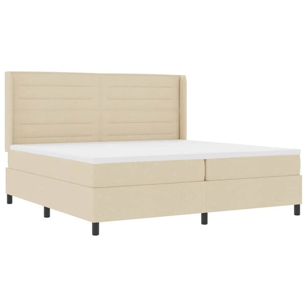 vidaXL Box spring seng med madras Creme 200 x 200 cm Stof