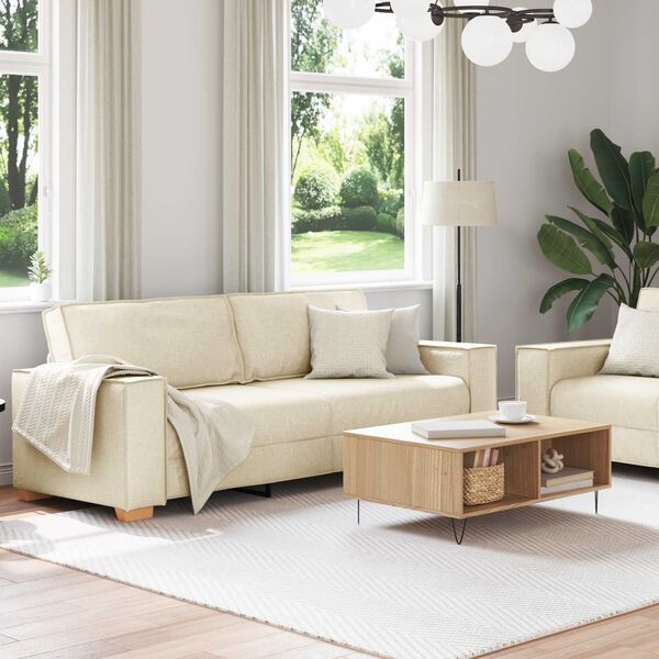 vidaXL Sofa 2 pcs Beige 220 x 80 x 84 cm Linned-blandet stof