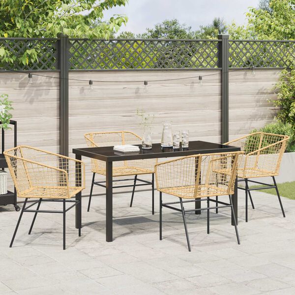 vidaXL Have Spisebordss&aelig;t 5 pcs Brun polyrattan