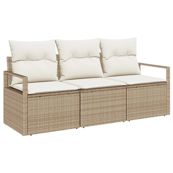 vidaXL Havesofa S&aelig;t med pude med opbevaring 3 pcs Beige og creme