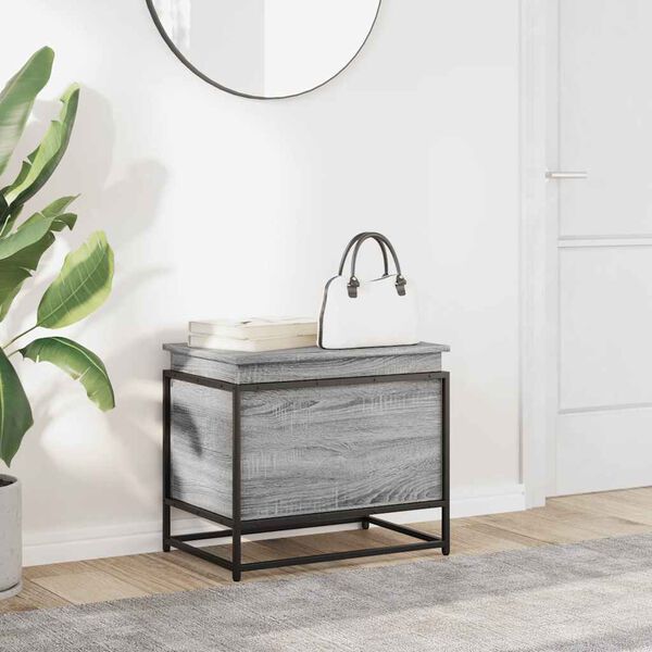 vidaXL opbevaringsboks m. l&aring;g 60x40x51,5 cm konstrueret tr&aelig; gr&aring; sonoma