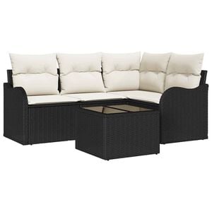 vidaXL Havesofa S&aelig;t med opbevaring 5 pcs Brun polyrattan