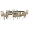 vidaXL Have Spisebordss&aelig;t 7 pcs Beige polyrattan