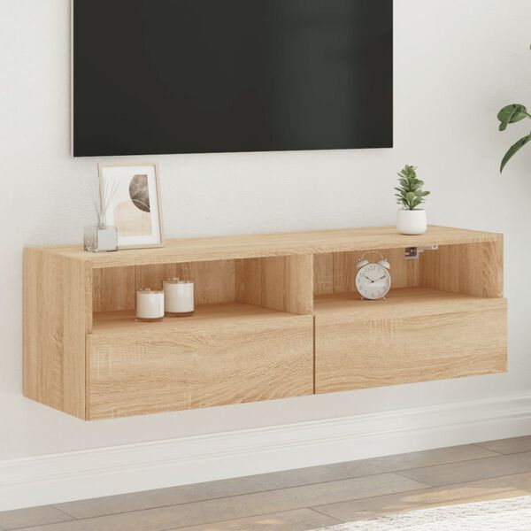 vidaXL v&aelig;gh&aelig;ngt tv-bord 100x30x30 cm konstrueret tr&aelig; sonoma-eg