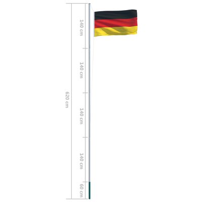 vidaXL tysk flag og aluminium flagstang 6,2 m