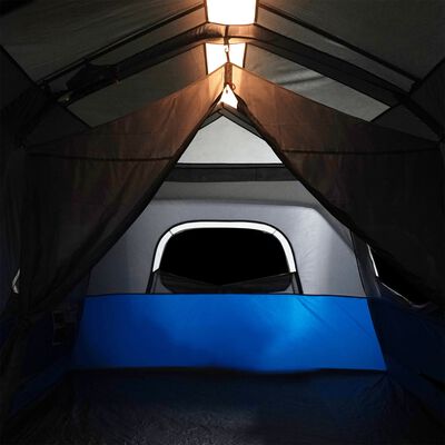 vidaXL 9-personers campingtelt med LED-lys lyseblå