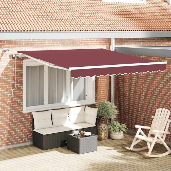vidaXL markise med LED-lys 300x250 cm automatisk betjening bordeaux