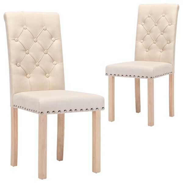 vidaXL spisebordsstole 2 stk. stof cremefarvet