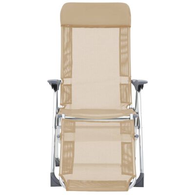vidaXL foldbare campingstole med fodstøtte 2 stk. aluminium cremefarve