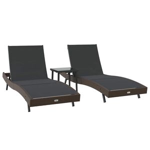 vidaXL Solstol 3 stk. polyrattan Brun