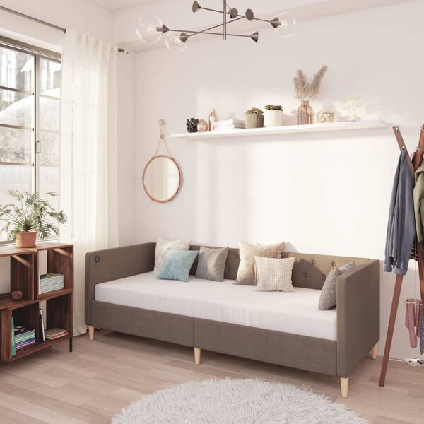 vidaXL daybed med madras og USB 90x200 cm stof gr&aring;brun